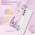 for Samsung Galaxy S21 FE Case, Alluring Purple Butterfly Pattern Slim Hard Cover, Shockproof Protective Women Phone -