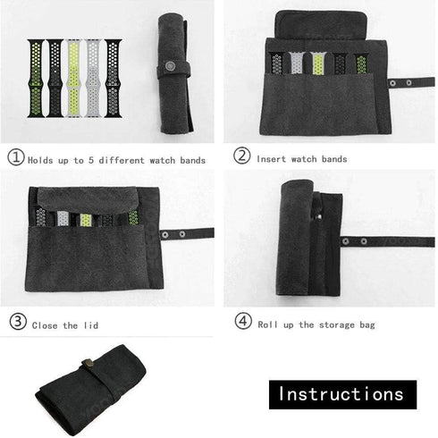 Watch Band Accessories – Smart Watch Band Cotton Canvas Portable Storage Bag Case Pouch Organizer for Apple, Garmin,