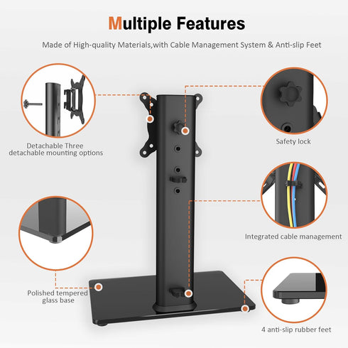 Hemudu 13 32 inch 100 4 77lbs, HT07B-001 Universal Swivel TV Stand/Base Table Top TV Stand for to TVs with Degree