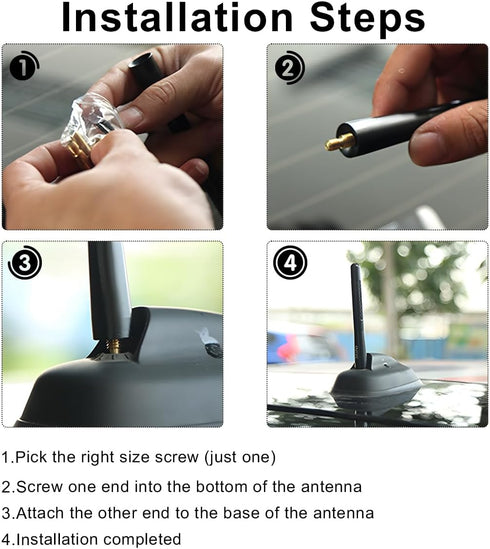 Wevdn 3.11" Short Car Antenna, Aluminium Alloy Carbon Fiber Stereo Radio Signal Receiver, Universal Screw-on