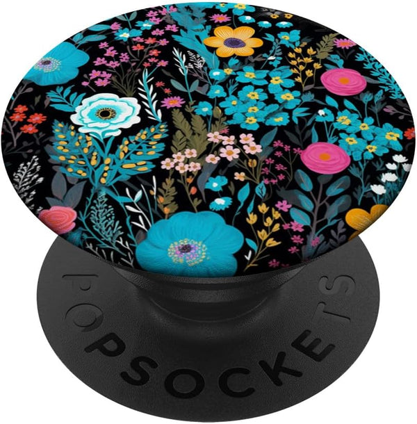 Wildflower Teal Blue Flower Boho Purple Floral PopSockets Standard PopGrip Enchanting