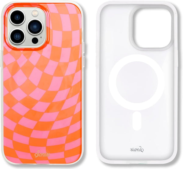 Sonix Phone Case for iPhone 13 Pro Max / 12 Pro Max - Checkmate Pink + Orange, Compatible with MagSafe, 10ft Drop Tested