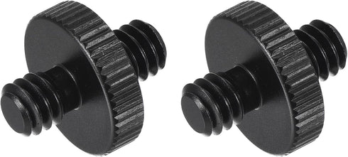 MECCANIXITY Mic Stand Adapter, 1/4-20 Male to Male Camera Screw Thread Adapter for Microphone Tripod Stand (Black, 2