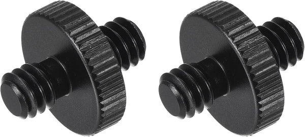 MECCANIXITY Mic Stand Adapter, 1/4-20 Male to Male Camera Screw Thread Adapter for Microphone Tripod Stand (Black, 2