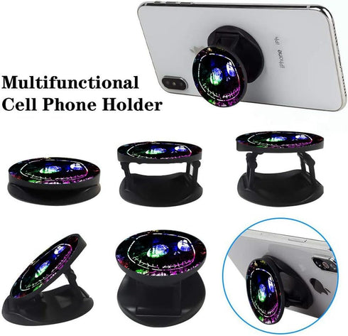 3 Pack/Multifunction Cell Phone Grip Holder and Stand, Cute Purple Black Cartoon Character Foldable Kickstand for Phone