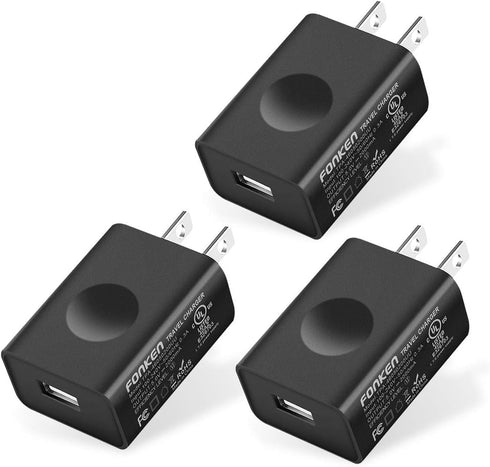 USB Wall Charger, FONKEN 3-Pack 5V 2A Power Adapter, Universal Travel Charger Compatible with iPhone, Samsung & More