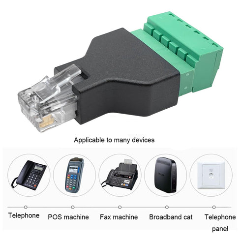 5Pcs RJ11 Male to 6 Pins Screw Terminal Block Adapter for Cat3 Telephone Handset Cords Extender, RJ12 6P6C Modular