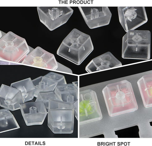 20 pcs Keycaps Replacement DIY Crystal Not Transparent Profile Blank Backlit Accessory for Mechanical Professional