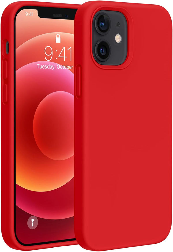 Miracase iPhone 12/12 Pro Case - Liquid Silicone Gel Rubber Shockproof Full Body Protection, Red