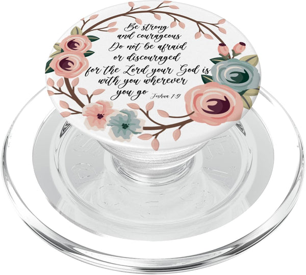 Joshua 1 9 Christian Bible Verse Pink Blue Scripture Quote PopSockets MagSafe PopGrip for iPhone