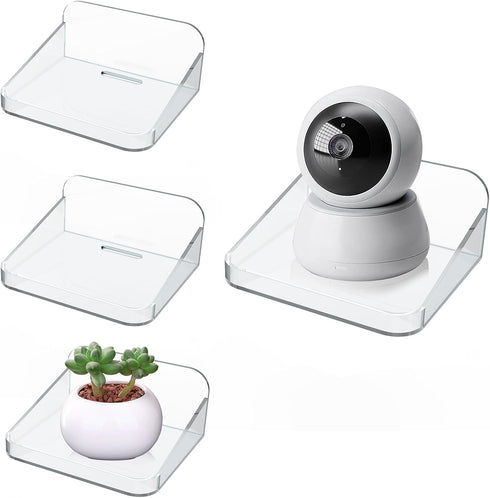 JoyHuaTrade 4 PCS Wall Mount Floating Camera Shelf, Baby Monitor Holder Punch-Free Wall