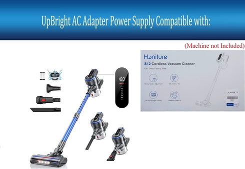 UpBright 30V AC/DC Adapter Compatible with Honiture S11 S12 S12US 25.9V 2500mAh Li-ion Battery 400W 33kPa Lightweight Cordless Vacuum Cleaner Stick Vac DC30V 500mA 30VDC 0.5A Power Supply Cord Charger