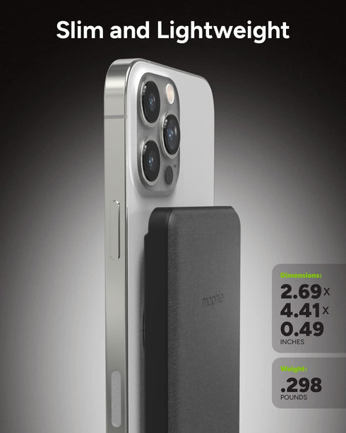 mophie Snap+ Juice Pack Mini - Black Wireless Portable Magnetic Charger with 5000 mAh Battery, Compatible with MagSafe