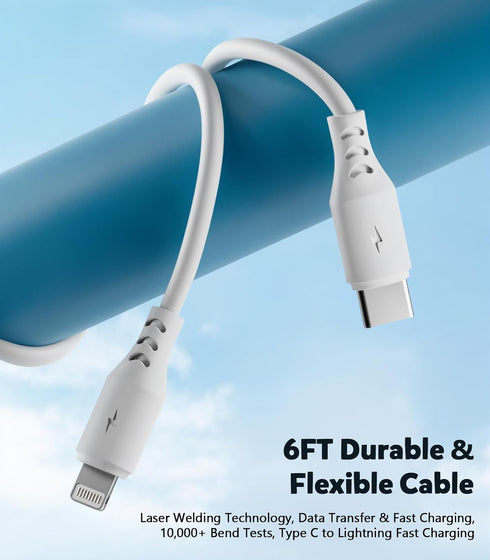 Phone Charger, Fast Charging, 2 Pack, 20W PD USB C Wall Charger Block with 6FT Type C to Lightning Cable