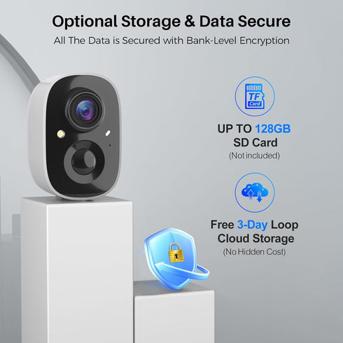 Wireless Outdoor Security Cameras, Battery Powered, AI Motion Detection, 2K Color Night Vision, 2-Way Talk