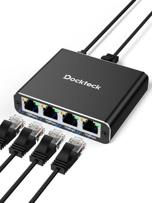 dockteck Ethernet Splitter 1 to 4 1000Mbps, Internet Cable Splitter 1 in 4