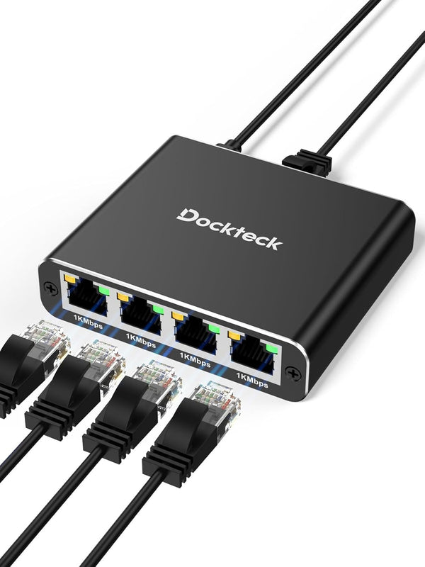 dockteck Ethernet Splitter 1 to 4 1000Mbps, Internet Cable Splitter 1 in 4