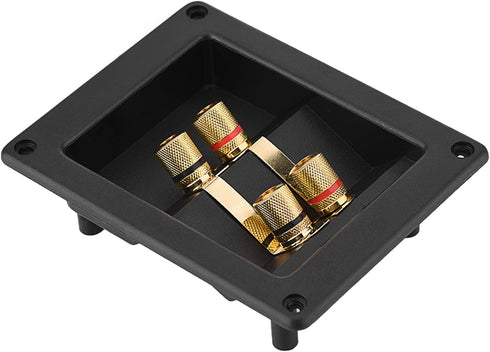 Speaker Terminal Connector, 4 Pure Copper Plated Wiring Terminal Box with 4 Mounting Holes