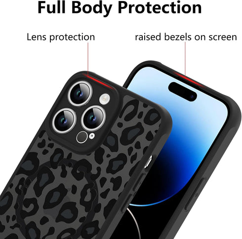 KANGHAR Case for iPhone 14 Pro, Compatible with Magsafe, Leopard Printed Pattern Cute Cheetah