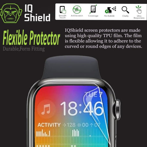 IQShield Screen Protector for Apple Watch Series 9/8/7 (45mm) Anti-Bubble Clear TPU Film (6-Pack)