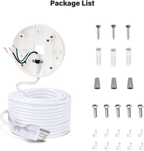 Power Cable and Plug-in Mount for Floodlight Cams, Compatible with Floodlight Cam Wired Pro/Plus, 20ft Weatherproof