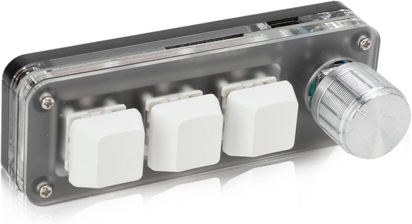 Yoidesu Mini 3 Key Keypad with Knob, One Handed Macro Mechanical Keyboard, 3 Fully Programmable Keys for Office, Games