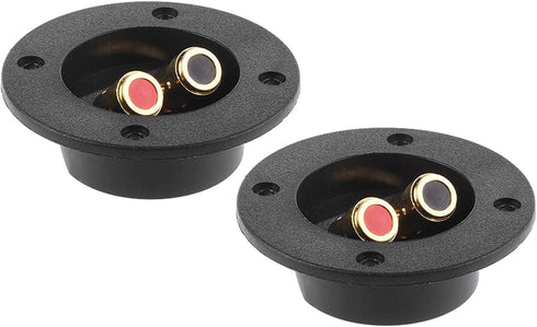 1 Pair 3-Inch Double Binding Round Gold Plate Push Spring Loaded Jacks for Speaker Box Terminal Cup