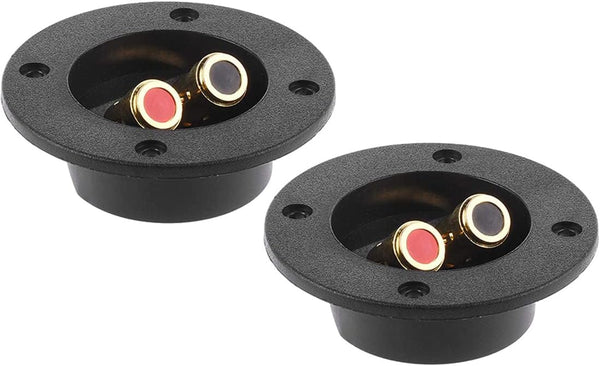 1 Pair 3-Inch Double Binding Round Gold Plate Push Spring Loaded Jacks for Speaker Box Terminal Cup