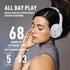 Bluetooth Headphones Over Ear, 68H Playtime, Wireless Headset with Microphone, Lightweight for Travel, White