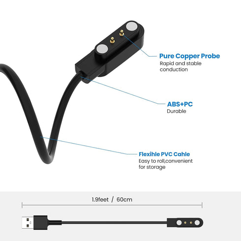 Charger Cable for ID208 Plus Smart Watch, Compatible with WMK, aeac ID208 Plus, Quican ID208 Plus, USB Magnetic