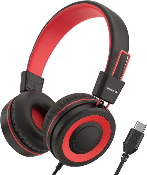Bywulanda Upgrade USB Type C Kids Headphone for School, 94dB Safe Volume