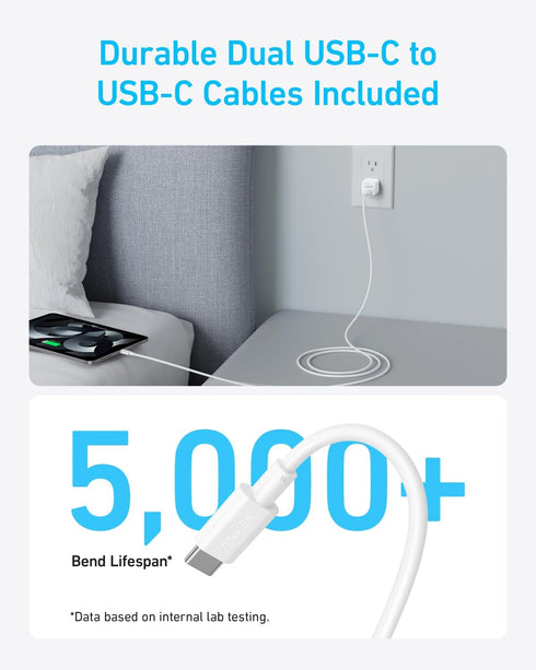 Anker Charger, 2-Pack 20W Fast Charger with Foldable Plug and USB-C to C Cables, for iPhone 15/15 Plus/15 Pro/15 Pro