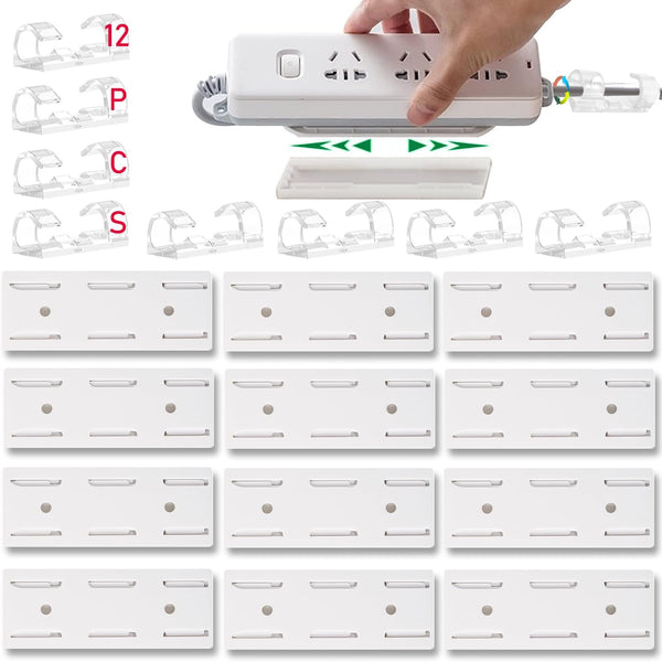CHNLML 12PCS Power Strip Holder, Adhesive Punch-Free Socket Holder, Self Adhesive Socket Desktop