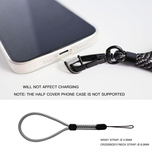 DJDIRY Universal Phone Lanyard with Adjustable Crossbody & Wrist Strap for Smartphones