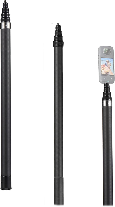 Sunydog 17.9-118in X2/X3, 1/4-20 Carbon Fiber Selfie Stick, Portable, Compatible with Tripod Mount, Thread, Black