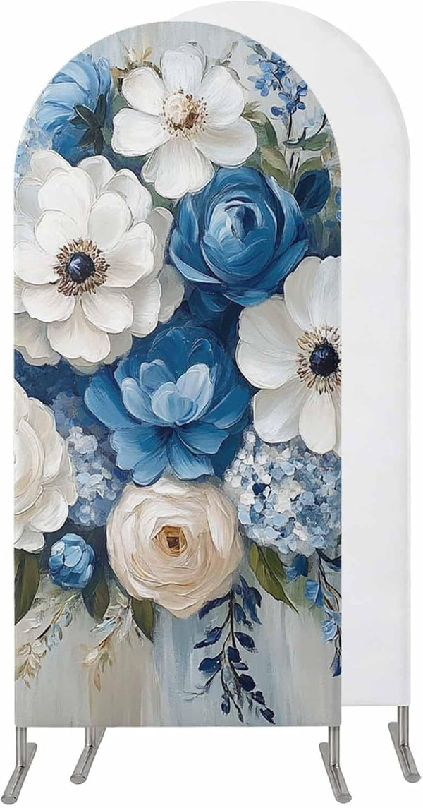 Jnbasdffb Hydrangeas Flower Wedding Arch Cover,Stretchy Spandex Arch Backdrop Stand Covers 6.6 FT,Blue
