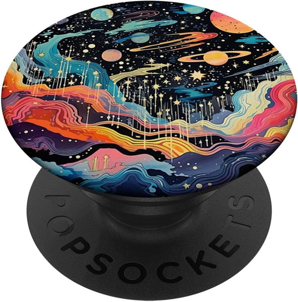 Space Galaxy Universe & Cosmic Stars Gouache Art PopSockets Standard PopGrip