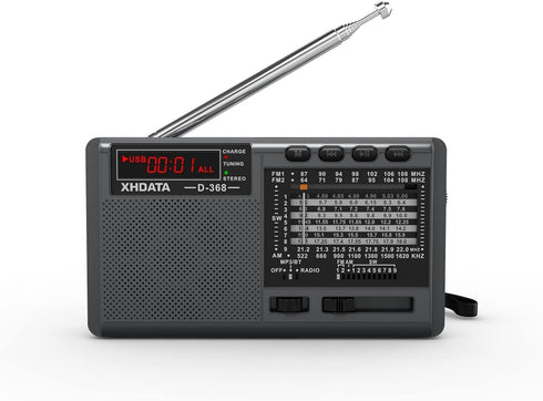 XHDATA D368 Portable Shortwave Radio AM FM SW 12 Band DSP Stereo MP3