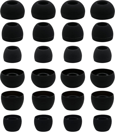 12 Pairs Silicone Replacement Earbud Ear Buds Tips Compatible with Skullcandy Sesh Evo and Other 3.8mm to 5.5mm Nozzle Earbuds Earphones, S/M/L Black