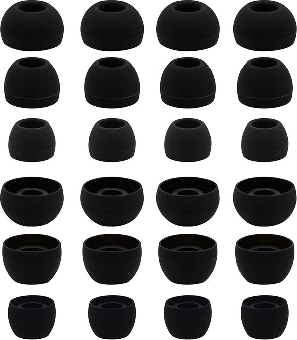 12 Pairs Silicone Replacement Earbud Ear Buds Tips Compatible with Skullcandy Sesh Evo and Other 3.8mm to 5.5mm Nozzle Earbuds Earphones, S/M/L Black