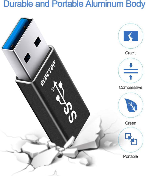 ELECTOP Double Sides 10Gbps USB 3.1 GEN 2 Male to Type-C Female Adapter, Support Charging & Data Transfer