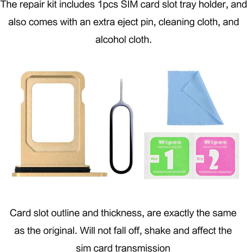 ASDAWN SIM Card Slot Tray Holder Replacement for iPhone 12 Pro Max, Waterproof Rubber Ring & SIM Pin (Gold)