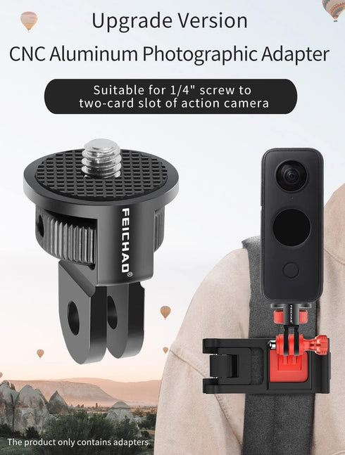 FEICHAO Universal Camera Mount Adapter, 360 Degree Swivel 1/4" Screw Converter for Gopro Hero 10 9 8 7, Insta360