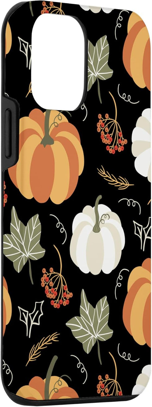 iPhone 12 mini Case with Autumn Falling Leaves and Pumpkin Spice Harvest Design