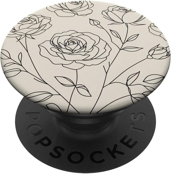 Boho Chic Minimalist Cream Light Beige Rose Flower PopSockets Standard PopGrip