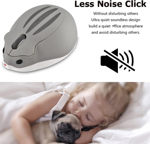 Wireless Mouse Bluetooth Cute Hamster Shape, Portable Silent Lightweight Cordless Gaming Mouse for PC and Laptop