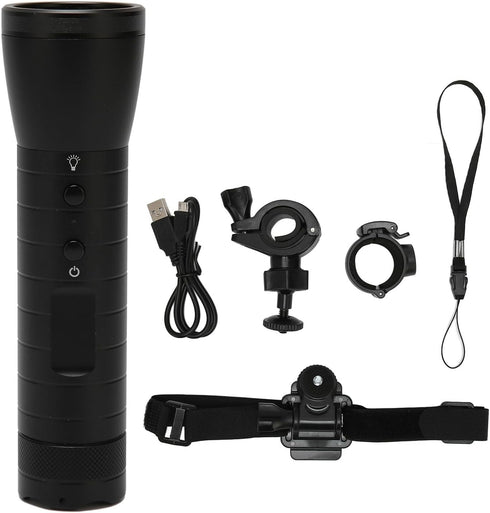 VBESTLIFE Flashlight Video Camera, 1080P 120° Wide Angle with LED Flashlight, USB Rechargeable Torch, IP66 Waterproof