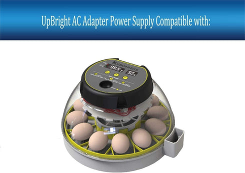 UpBright 12V AC/DC Adapter Compatible with KEBONNIXS KDI-12 KDI12 Incubator Humidity Display Candler Automatic Egg Turner for Hatching Chickens BX-1204000 BX1204000 DC12V Power Supply Cord Charger PSU