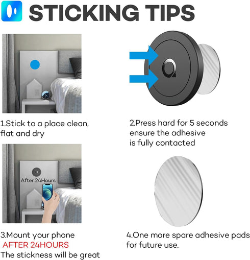Sticky Magnetic Phone Mount, Compatible with Magsafe 15/14/13/12 Pro Max Mini, Car and Wall Mount