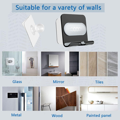 Shower Phone Holder with 2PCS Adhesive Stickers, Wall Mount Stand for Bathroom, Kitchen, Compatible with Smartphone
